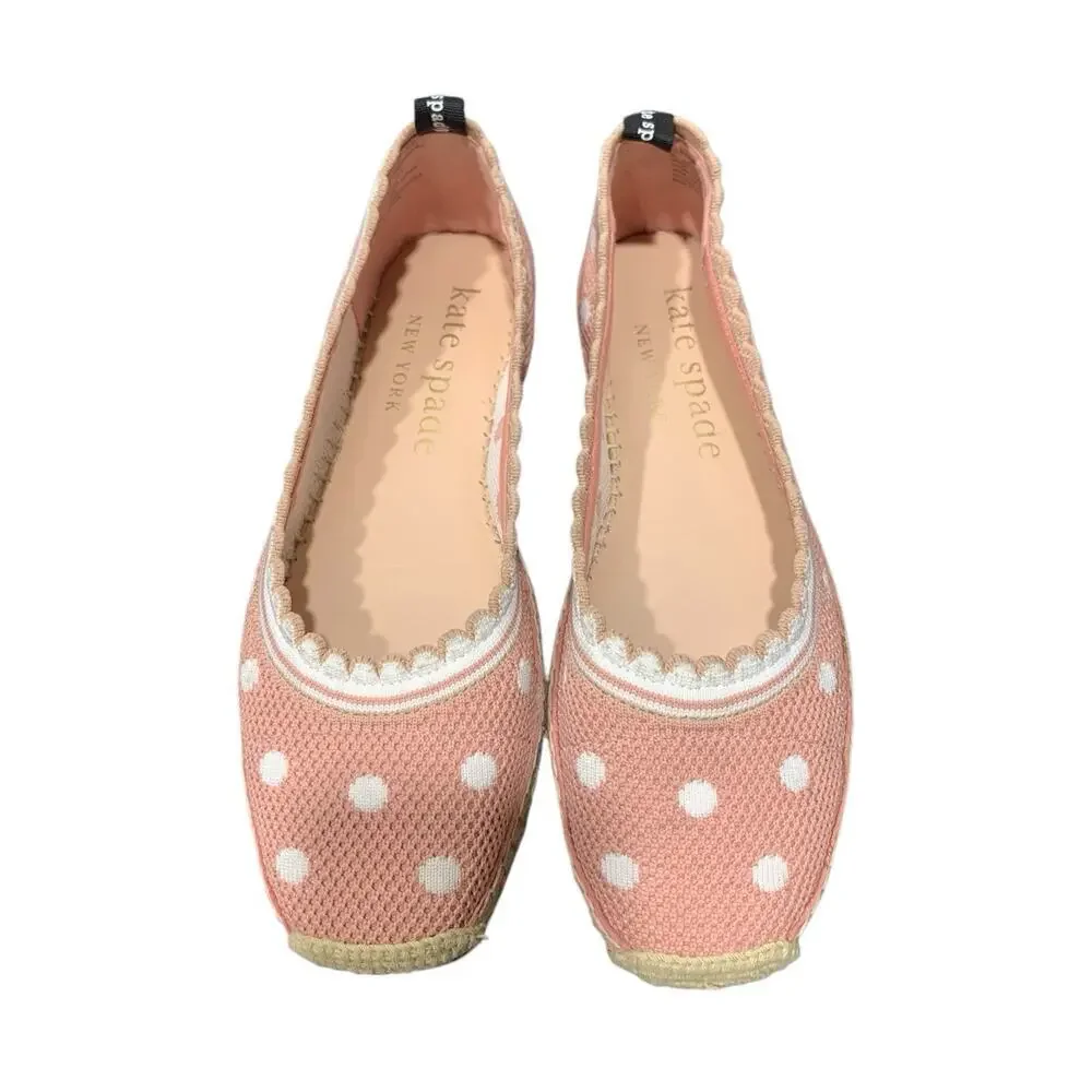Kate Spade Knottingham‎ Scallop Polka Dot Espadrilles Lace Women's 9B  PINK
